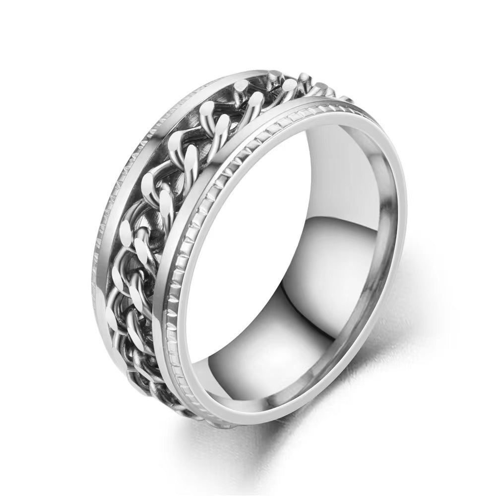 Men's Steel Chain Rotating Titanium Does Not Ring