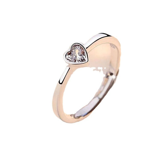 Women's & Men's Hollow Heart Shape Diamond Long-distance Love Rings