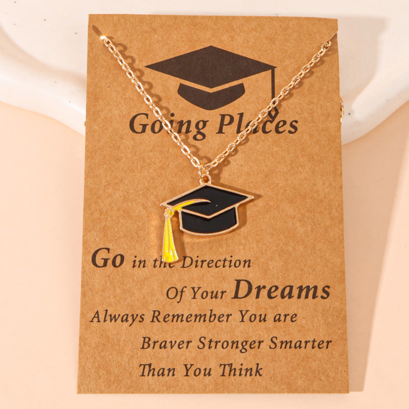 Graduation Stainless Steel Doctorial Hat Memorial Necklaces