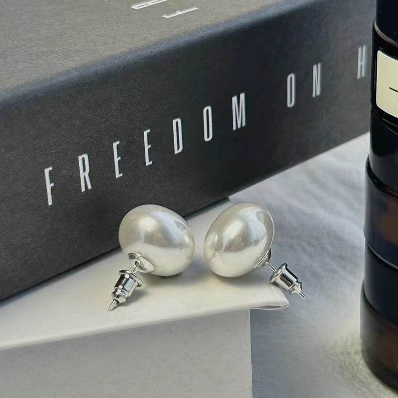 Sier Pearl Design Fashion Simple Style Earrings