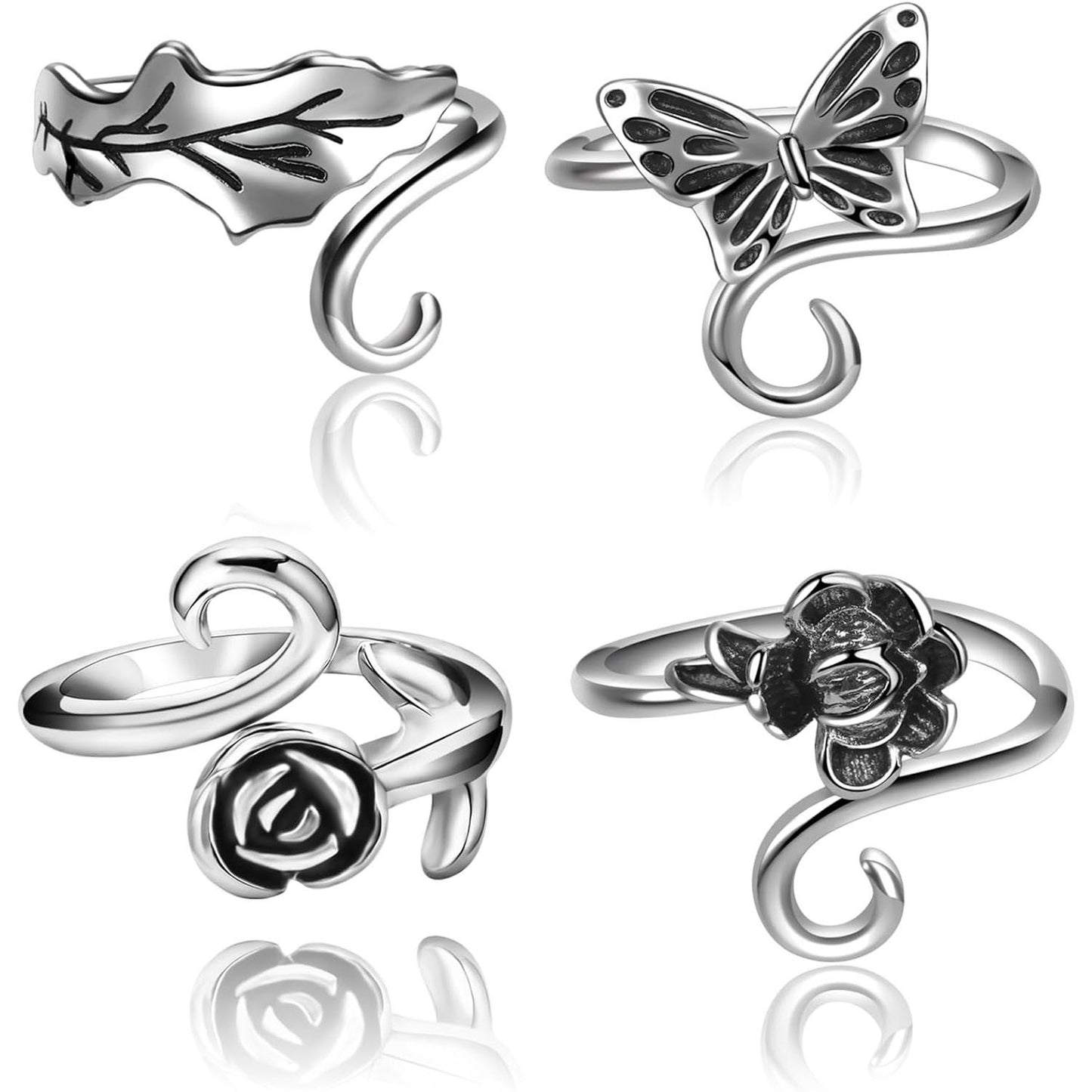 Men's Retro Trendy Sier Open Single Lucky Rings