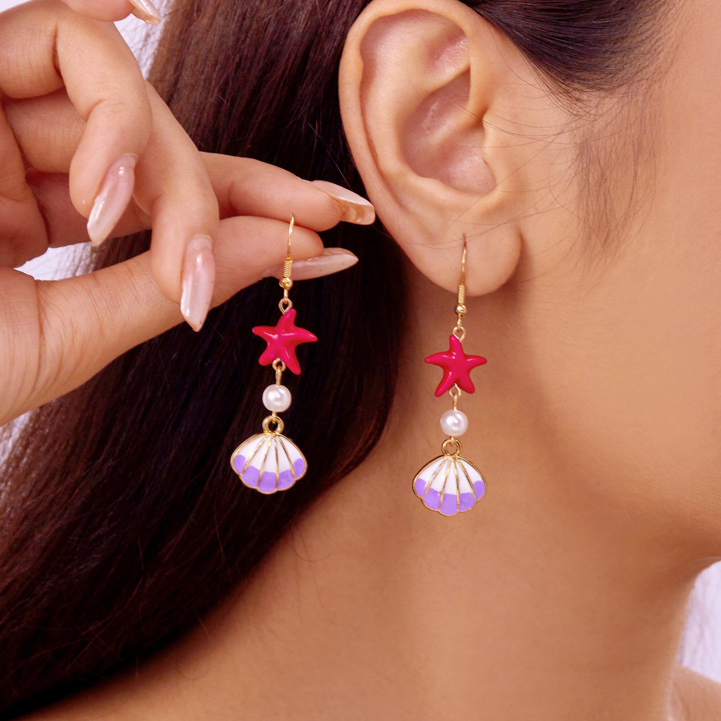 Fresh Conch Starfish Long Tassel Ear Hook Female Niche Earrings