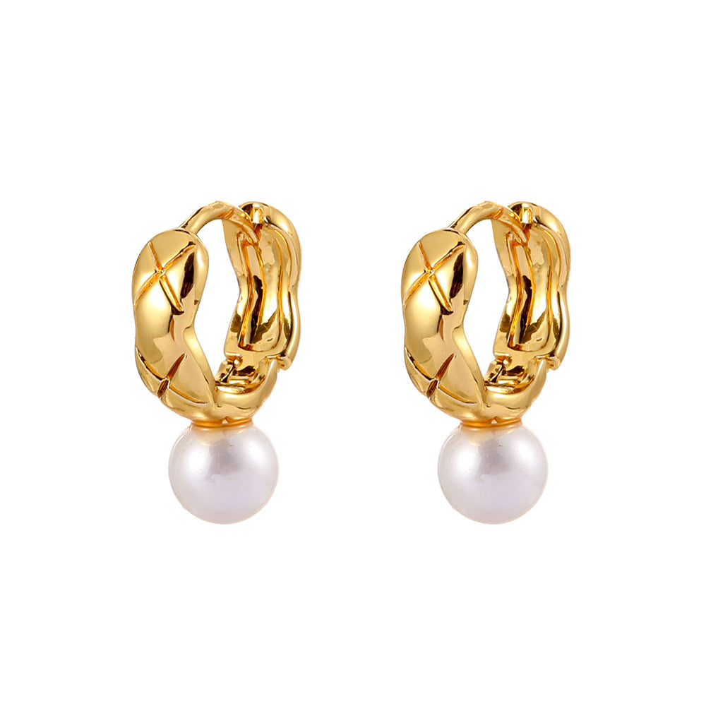 Light Luxury Diamond Plaid Road High-grade Pearl Exquisite Rings