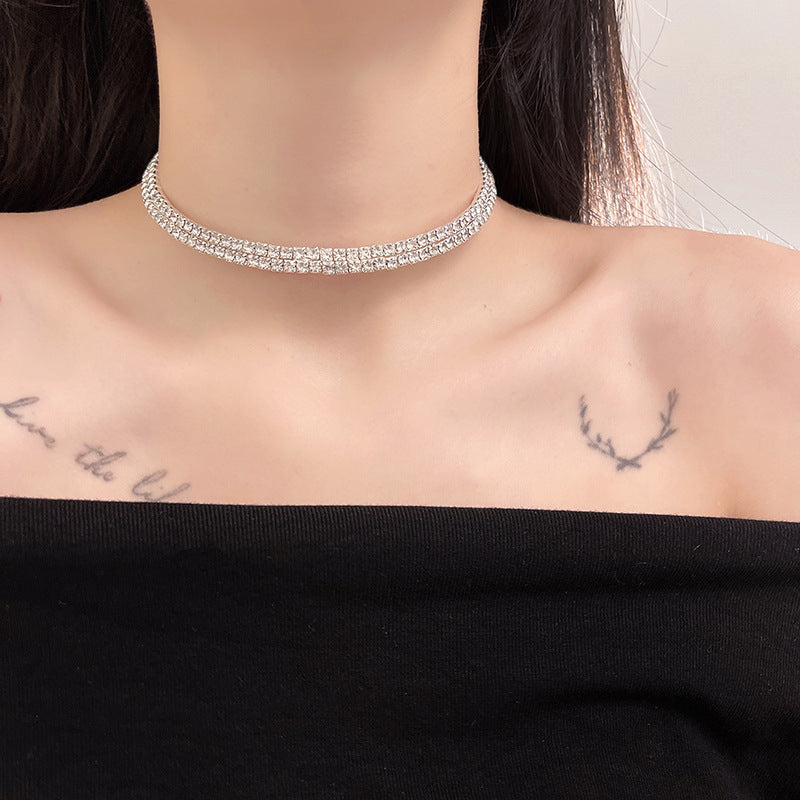 Full Diamond Niche Clavicle Chain Twin Necklaces