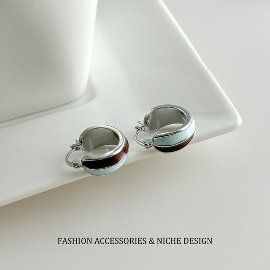 Fashion Cool Contrast Color Drip Glazed Stud Earrings