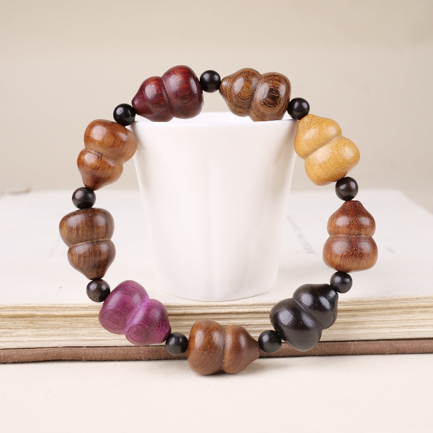 Women's & Men's Gourd Ebony Cultural Artifact Prayer Beads Chinese Style Hand Bracelet