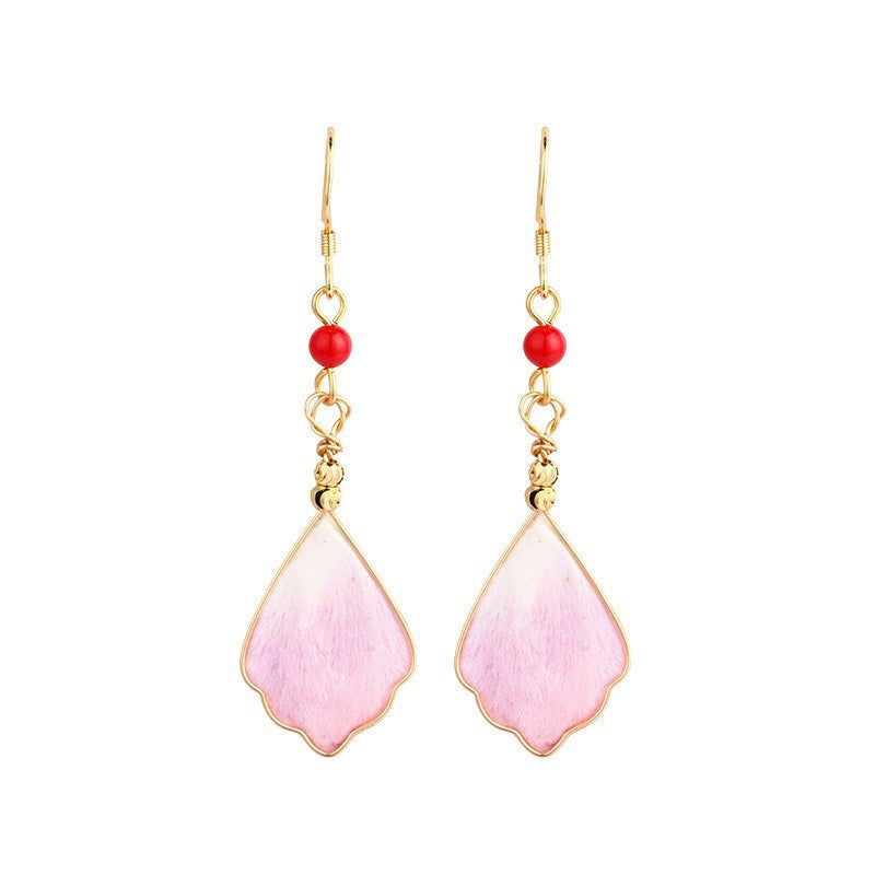 Women's Chinese Style Flower National Traditional Handmade Cloisonne Silk Ear Hook Rings