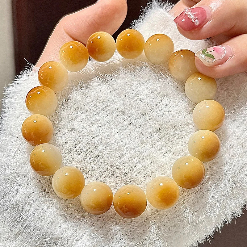 Bodhi Charcoal Small Steamed Bun White Jade Pliable Temperament Buddha Bracelet