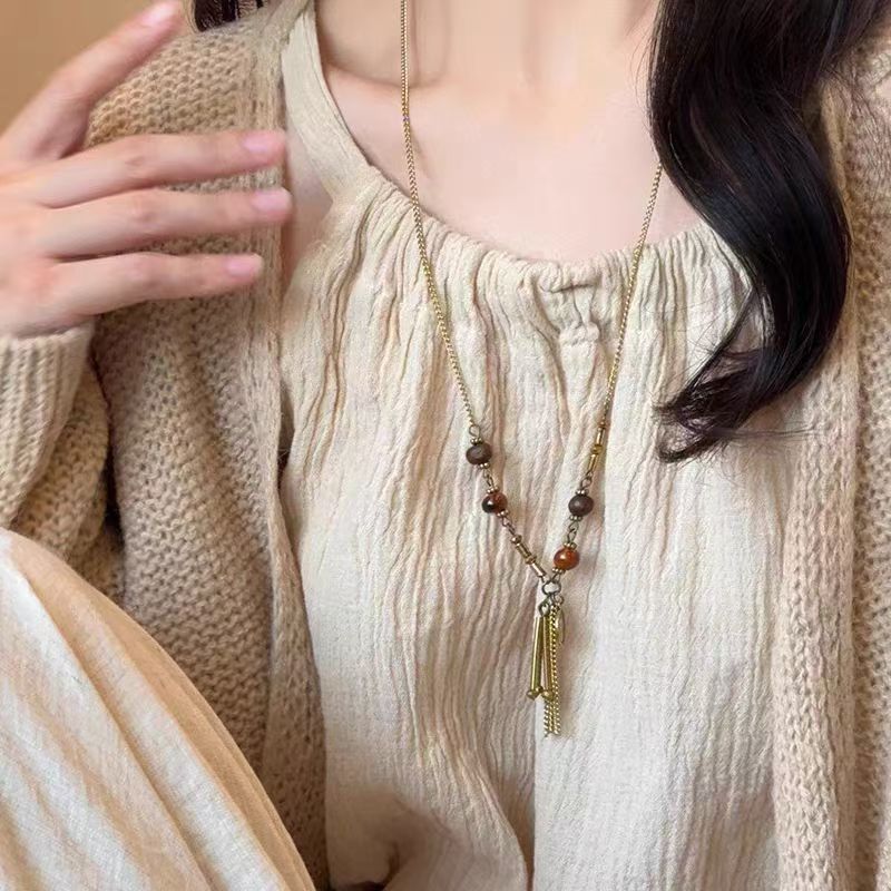 Women's Portrait Ethnic Long Tassel Niche Retro Necklaces