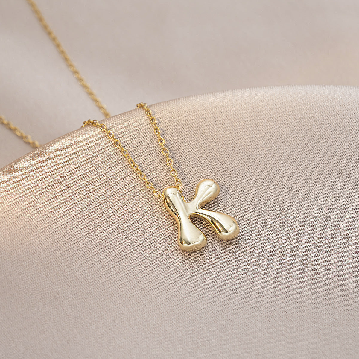 Female Glossy Balloon Bubble Cute Chubby English Letters Temperament Clavicle Necklace