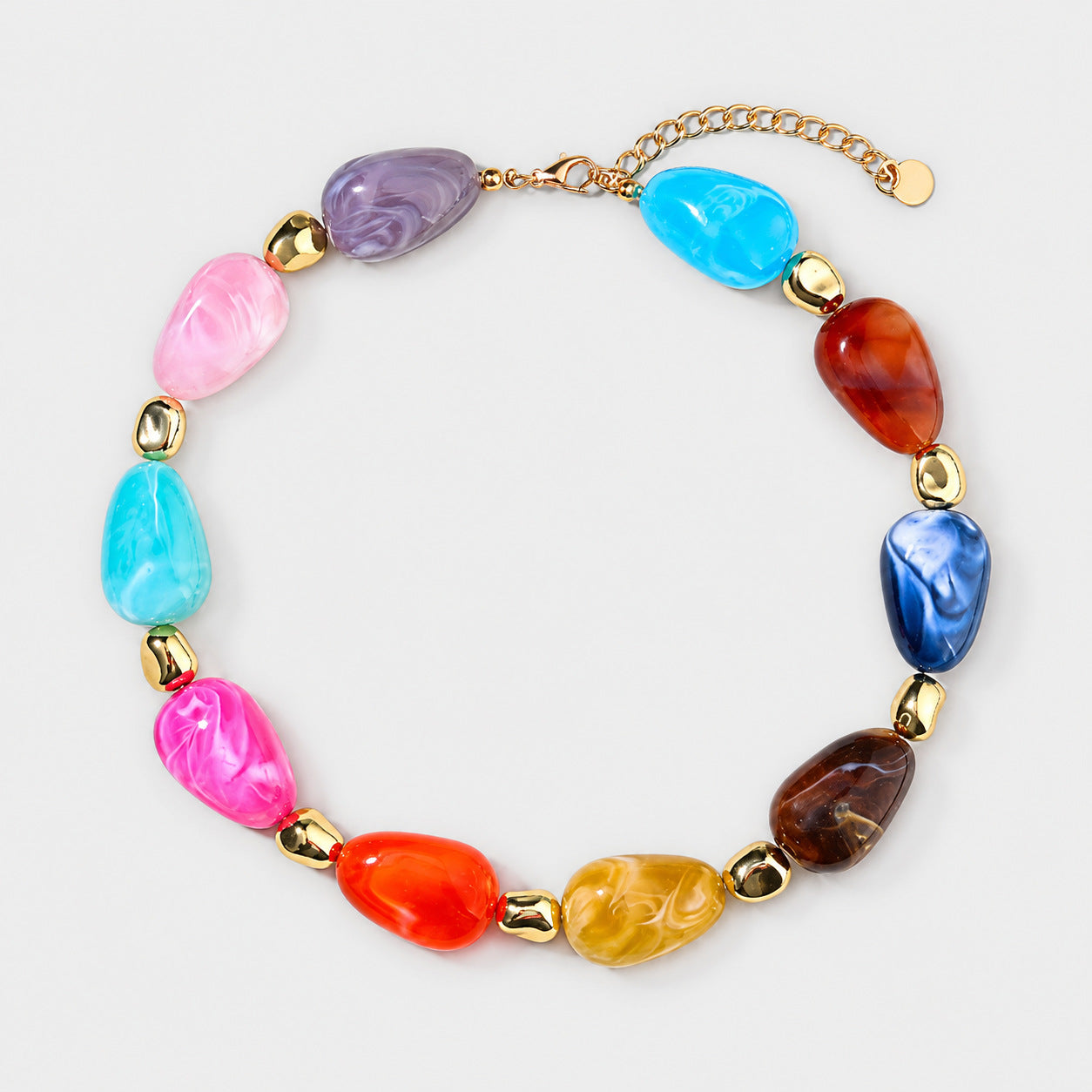 Resin Colorful Acrylic Jelly Clavicle Chain Bohemian Love Barrel Necklaces
