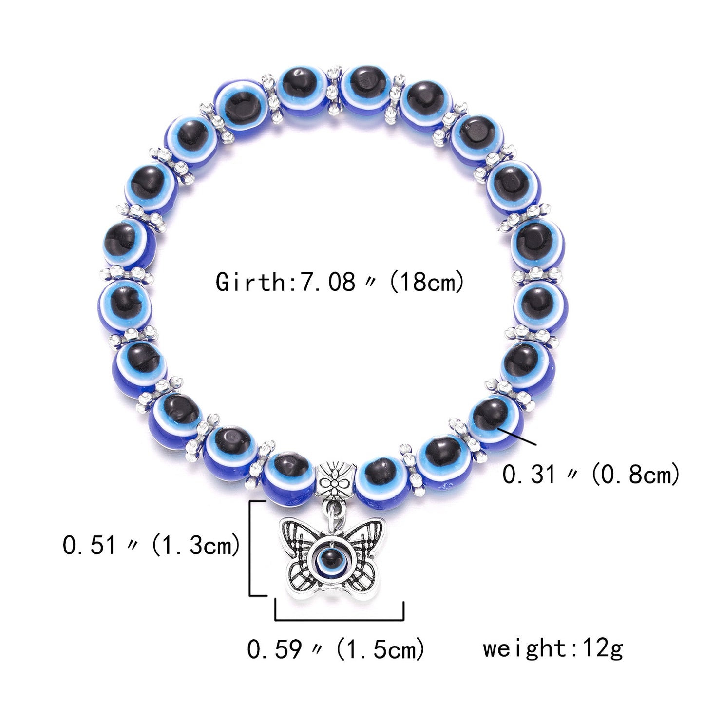 Classic Blue Evil Eyes Palm Round Bracelets