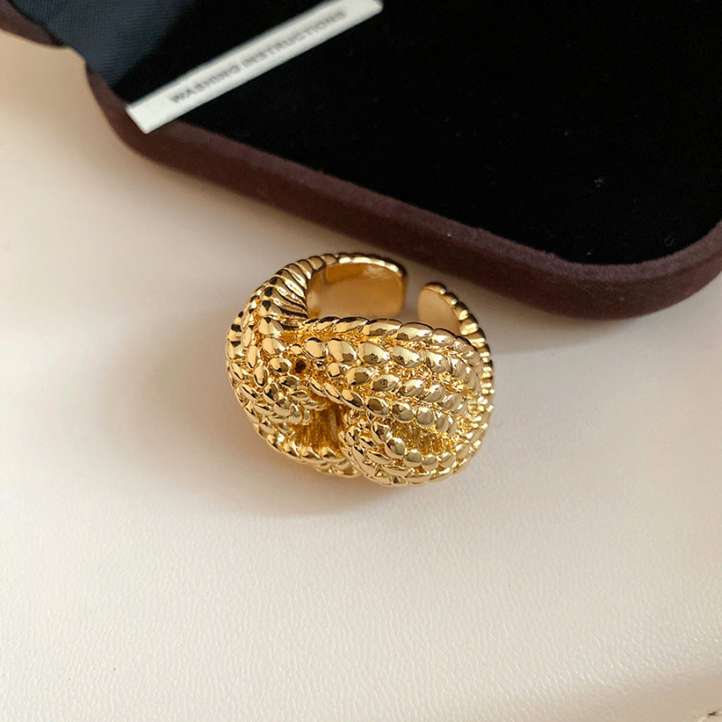 Women's Enamel Flower Open Golden Petal Design Rings