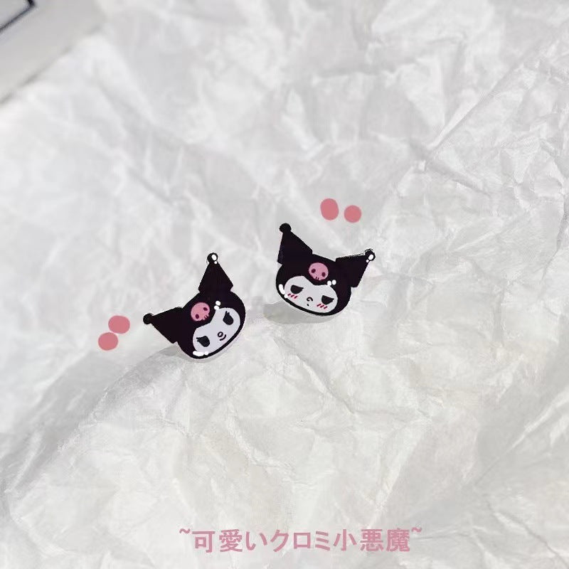 Combination Suit Sier Needle Plastic Korean Earrings