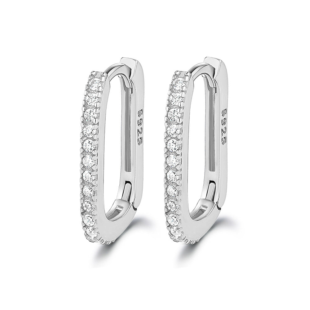 Unique Simple U-shaped Inlaid Zircon Style Earrings