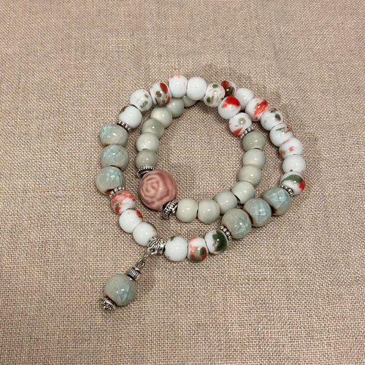 Circle Ceramic Beaded Chinese Zen National Style Ancient High Sense Bracelet