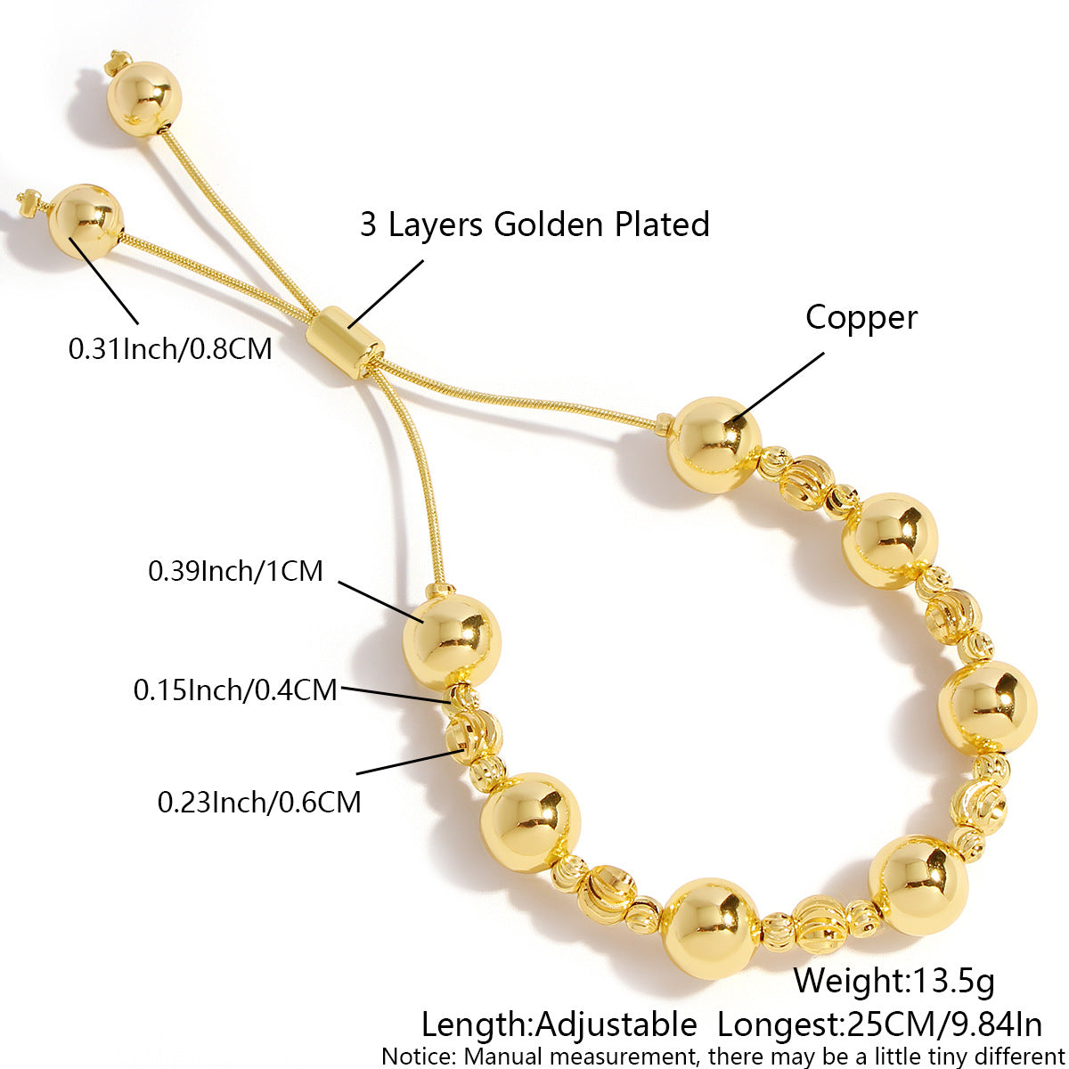 Pearl Plated Golden Balls Lucky Beads Bracelet