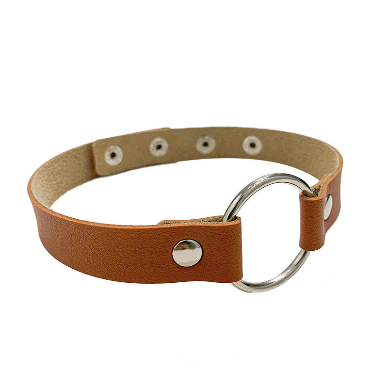 Rock Street Shooting Nightclub Leather Round Necklet Collar