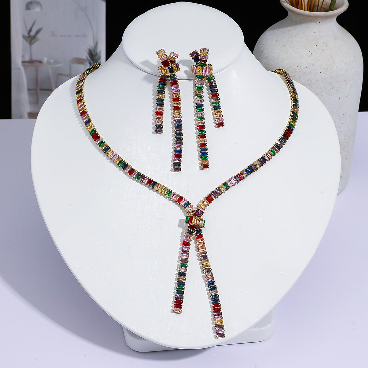 Full Diamond Drop-shaped Temperament The Dinner Party Jewelry Set