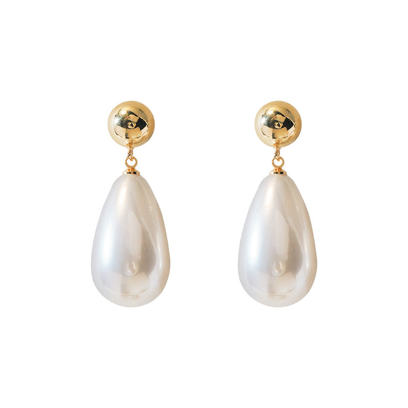 Trendy French Style Vintage Court Big Water Drop Bead Ear Earrings