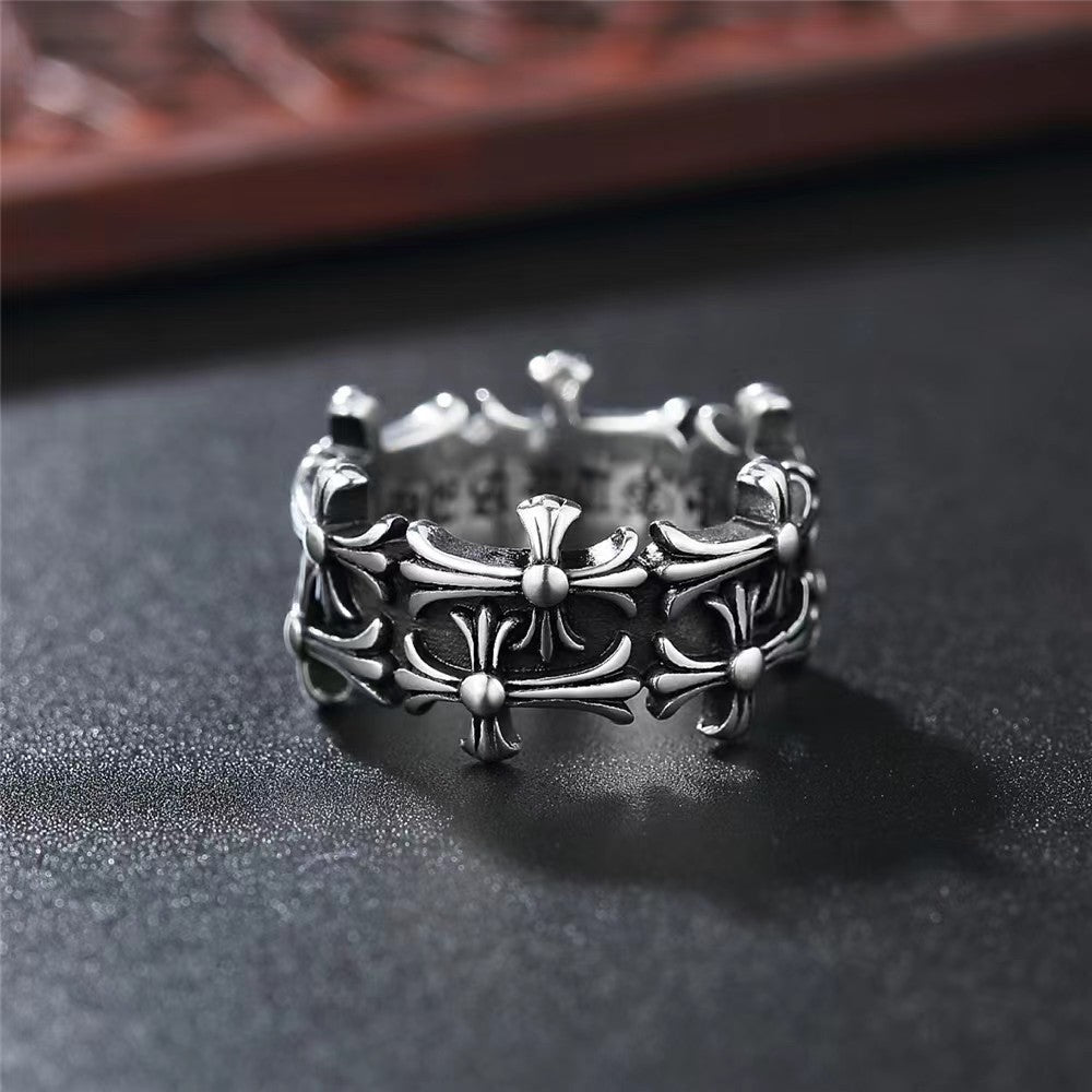 Double Layer Cross Personality Trendy Couple Retro Easy Matching Switchable Rings