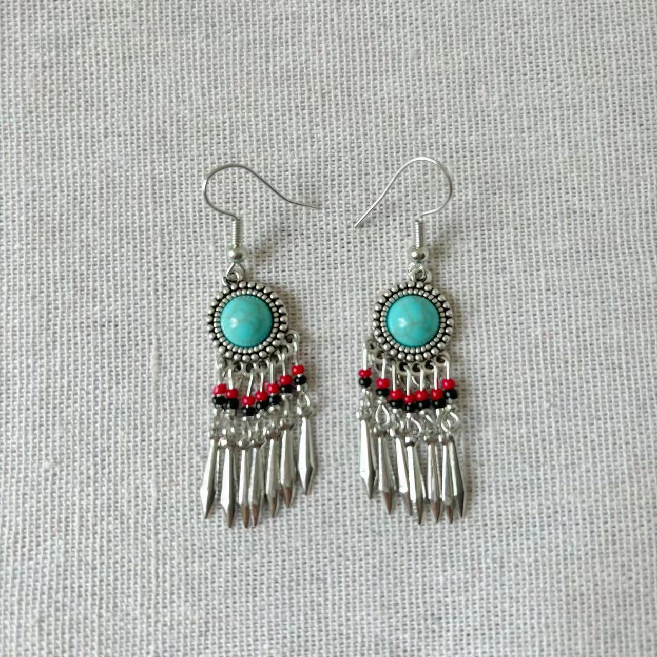 Women's Ethnic Style Yunnan Travel Vacation Retro Tassel Long Miao Sier Earrings