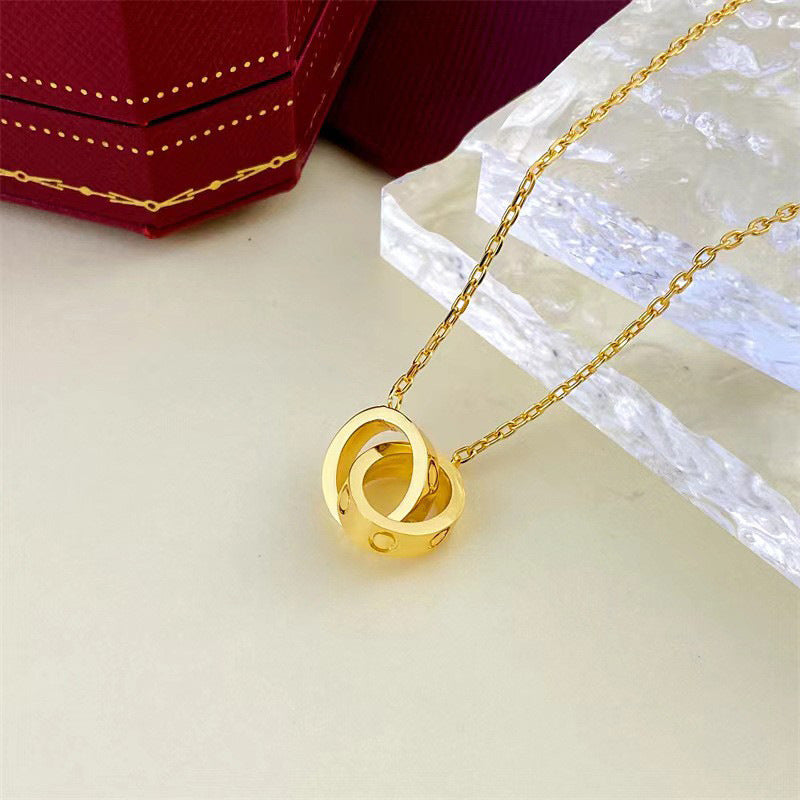 Full Diamond Buckle Gold Couple Top Necklaces