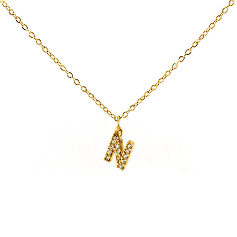 Women's Diamond Small Letter Simple Clavicle Chain Necklaces