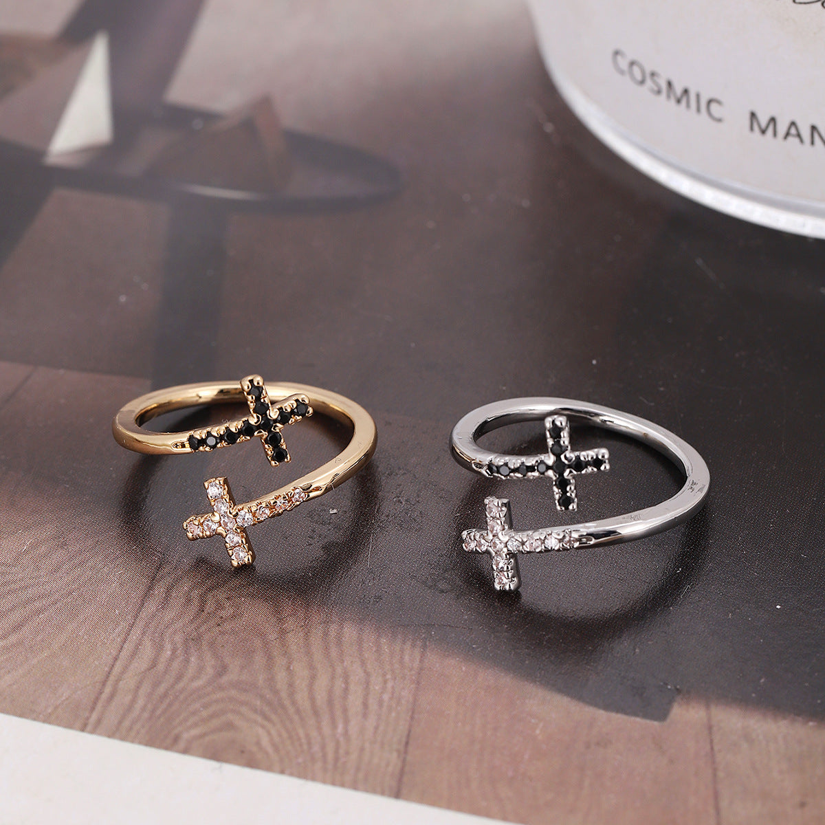 Women's Rhinestone Zircon Open Copper Niche Design Fashion Ring