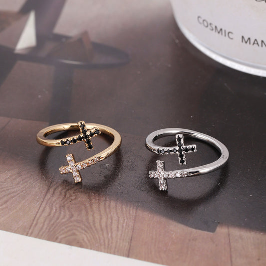 Women's Rhinestone Zircon Open Copper Niche Design Fashion Ring