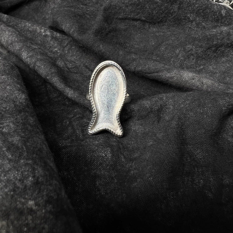 Distressed Ethnic Style Handmade Old Sier Miao Ring