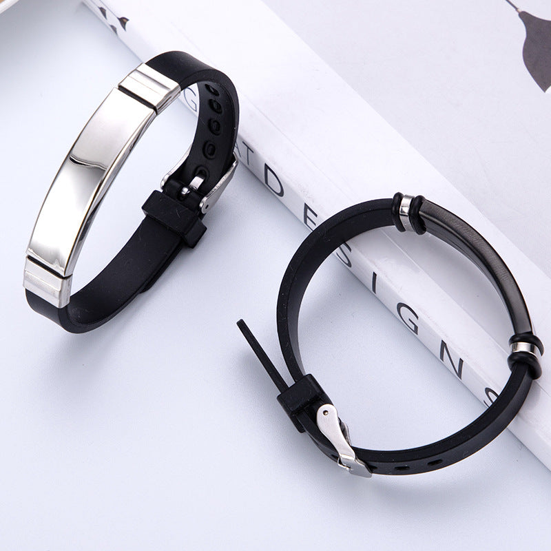 Men's Sports Couple Lettering Birthday Gift Stainless Silica Bracelets