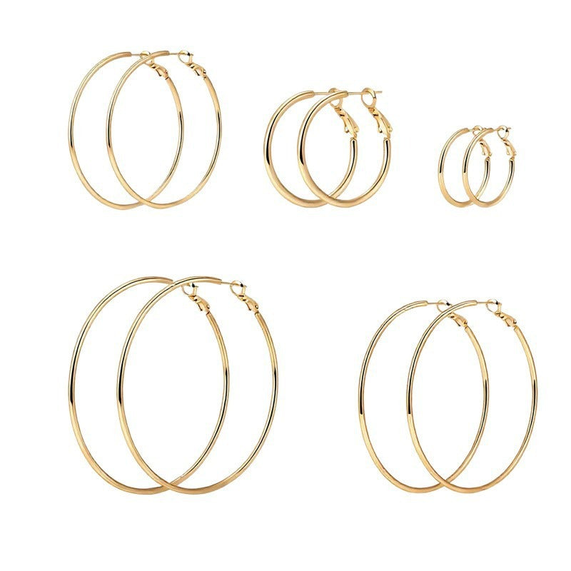 Women's Stainless Steel Round Jeans Button Spring Big Earrings
