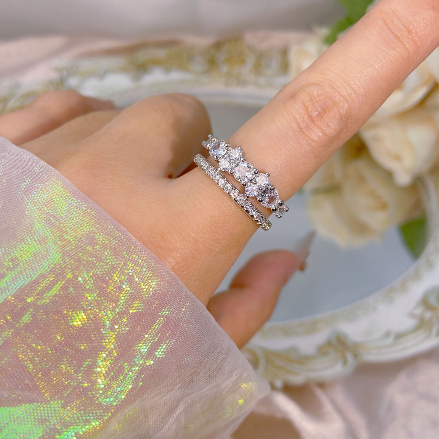 Yuan High-quality Zircon High-grade Color Retaining Open Rings