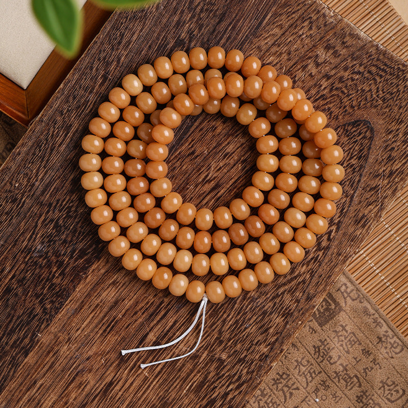 Beeswax Yellow Old Materials Flat Round Bead Bracelets