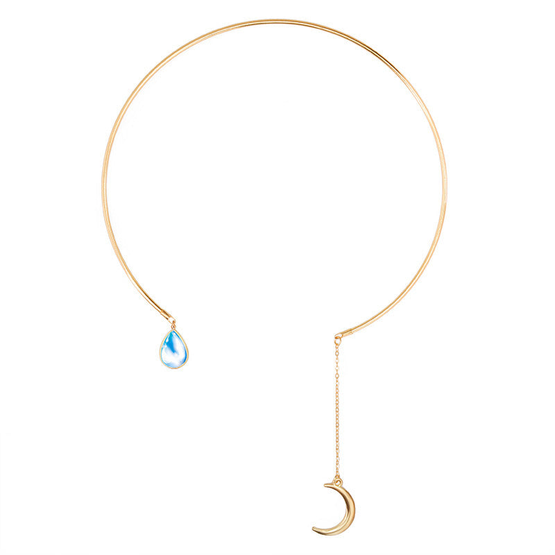 Women's Fashion Simple Elegant Diamond Moon Shape Necklaces