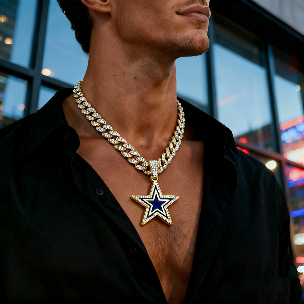 Blue Dripping Dallas Cowboy Rugby Team Pendants