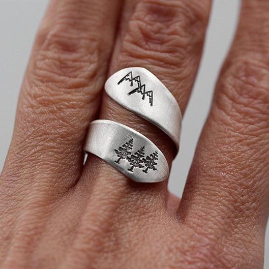 Sier Hand Brushed Mountain Green Tree Rings
