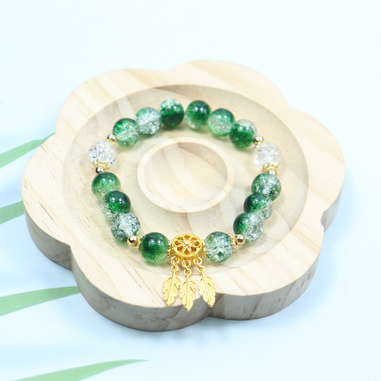 Gold Beaded Feather Glass Chipping Beads Bead Night Market Bracelets