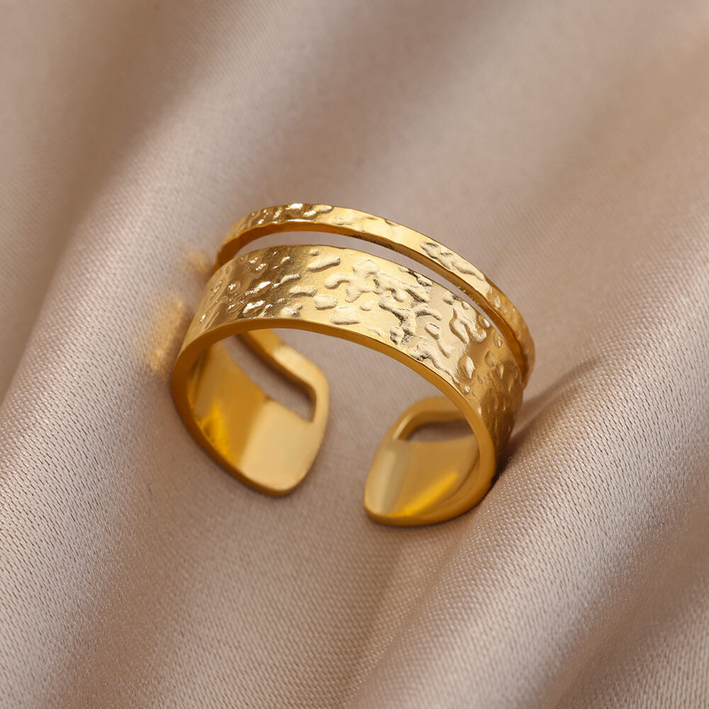 Women's & Men's Wind Stainless Casting Gold Plated Ornament Rings