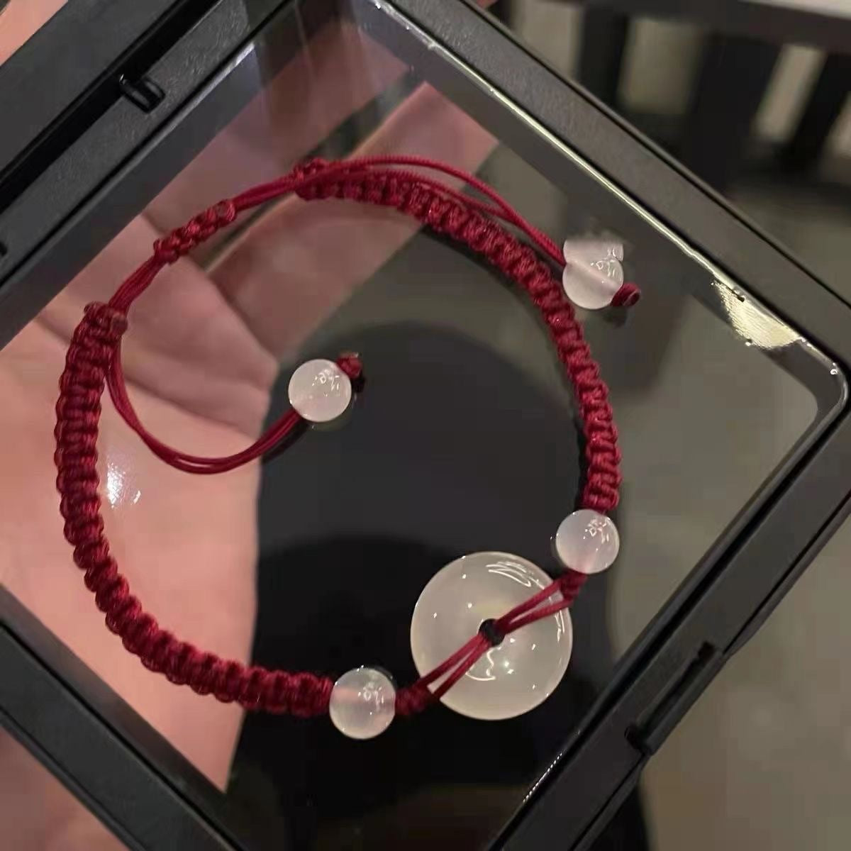 Women's & Men's Couple Pair Imitation Jade Woven Hand Strap For Girlfriend Safety Bracelet