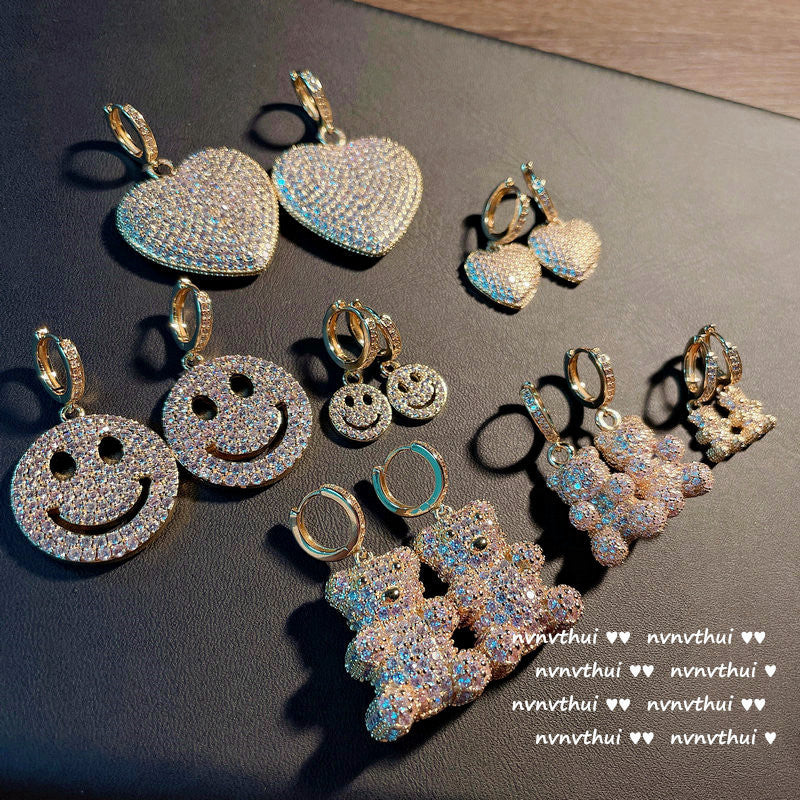 Ancient Babylonian Bear Gem Star River Bright Gold-plated Smiley Face Rings