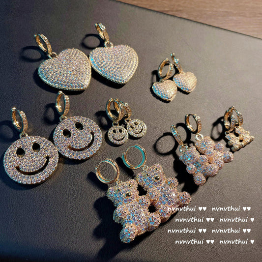Ancient Babylonian Bear Gem Star River Bright Gold-plated Smiley Face Rings