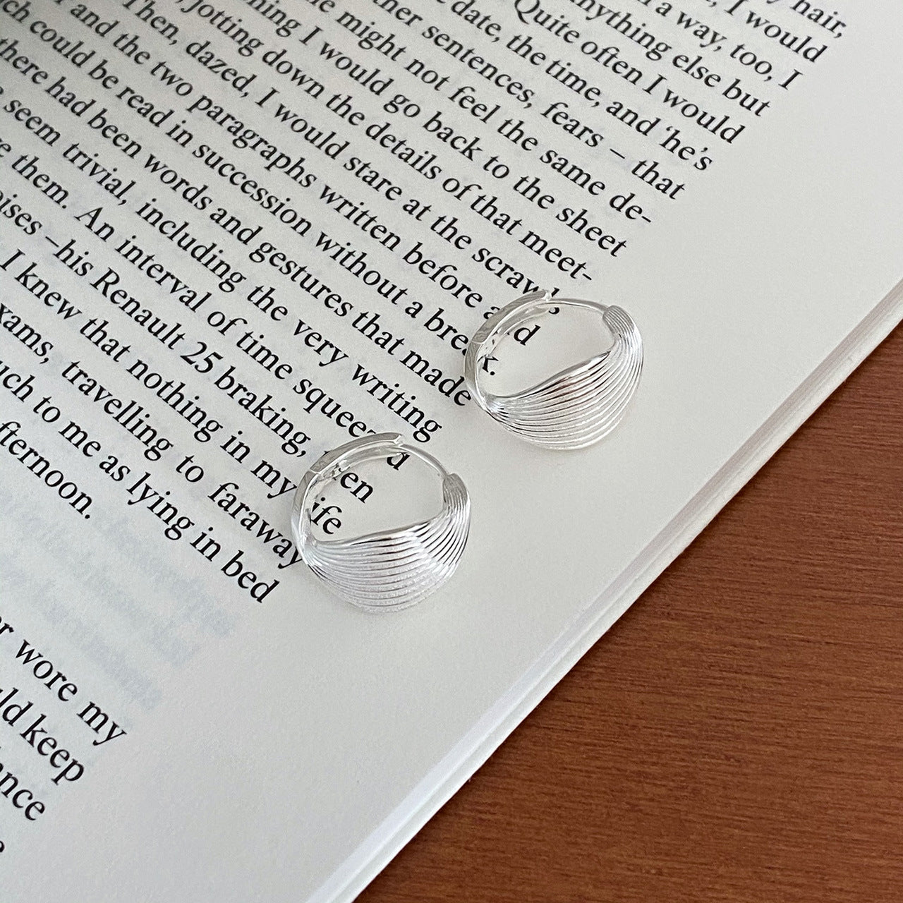 Cold Style Exquisite Light Luxury Sier Needle Circle Ear Earrings