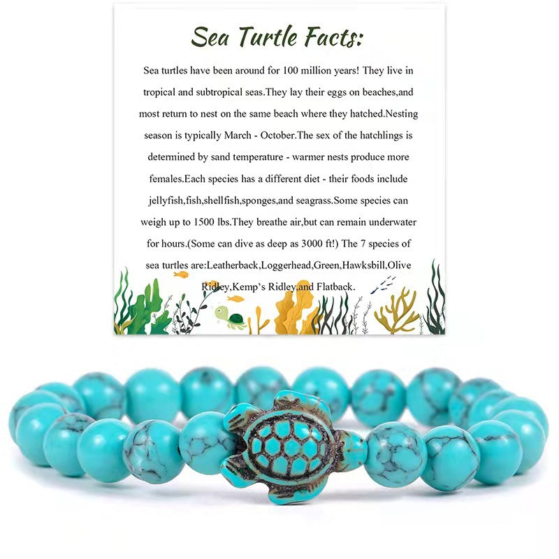 Turtle Turquoise Volcanic Rock White Beads Bracelets