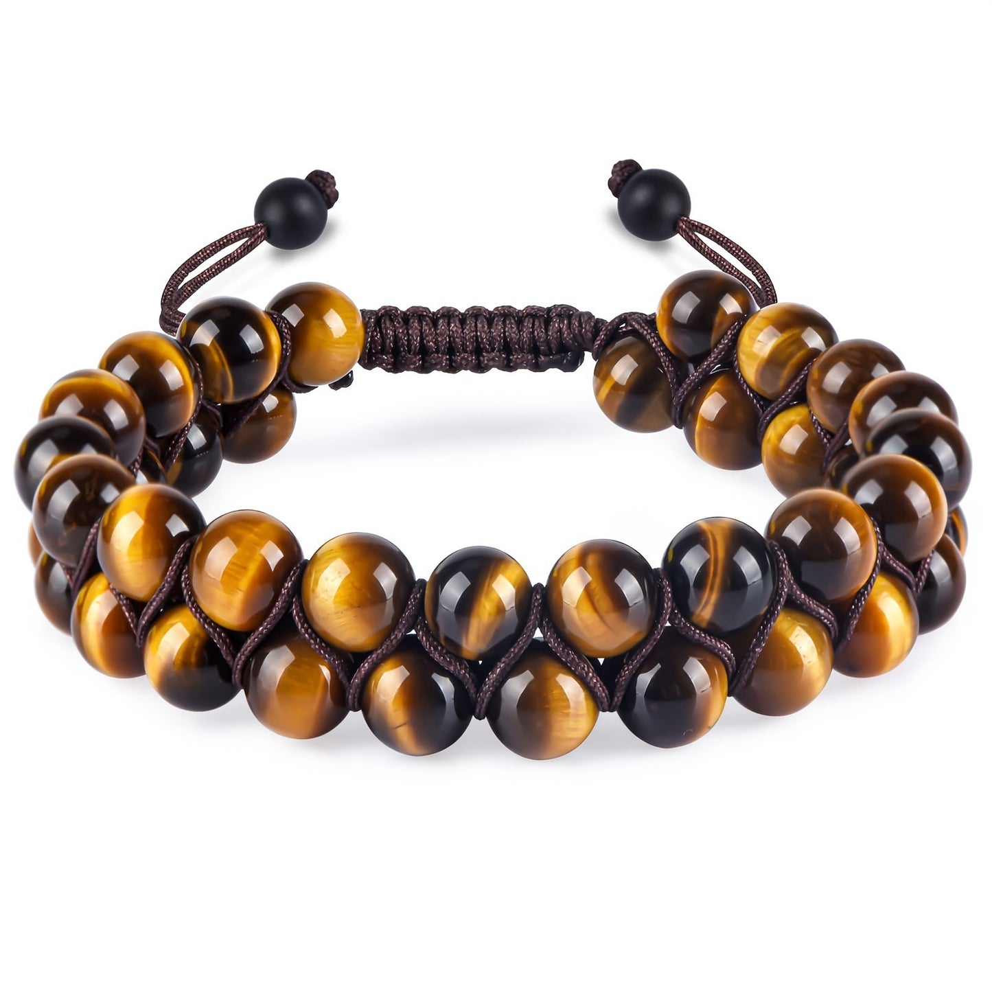 Women's & Men's Cat's Eye Green Pine Red Pattern Black Silk Phantom Natural Bracelet