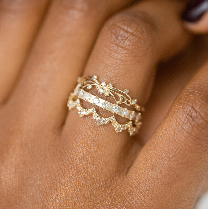 Comfortable Charming Women's Golden Fashion Three-piece Rings