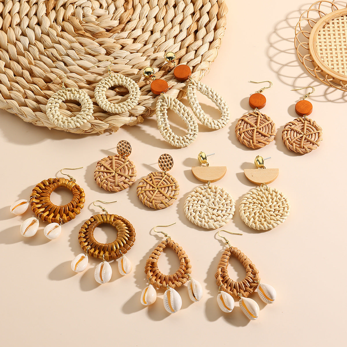 Bamboo Rattan Hand-woven Retro High-key Eardrop Earrings