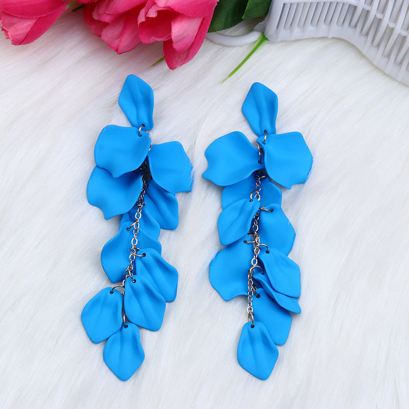 Women's Fashion Personality Tassel Petals Candy Color Design Earrings