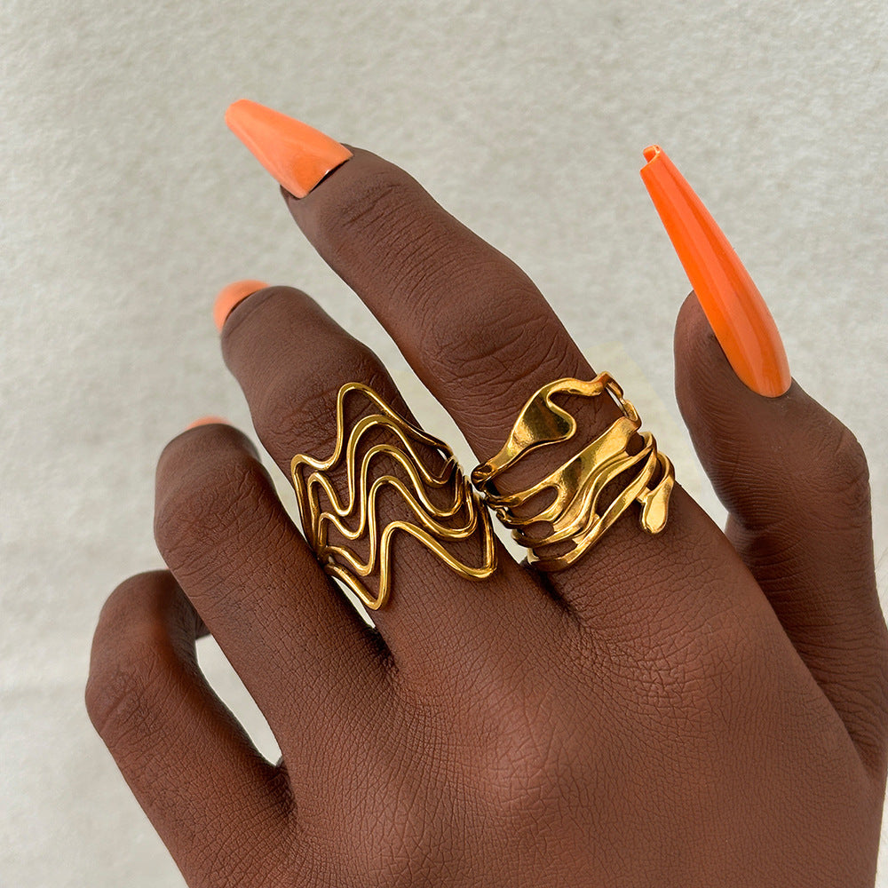 Irregular Lava Open-end Polished Suit Niche Rings